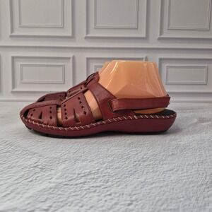 Rieker Antistress Womens Red Leather Fisherman Slingback Sandals Size 39 US 8.5